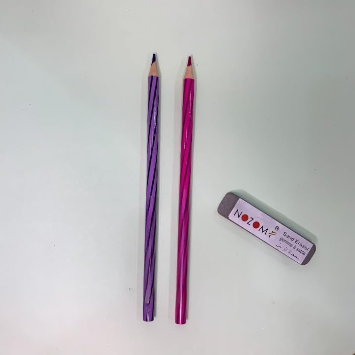 Image of NOZOMI Medical council approved colors Hematoxylin & Eosin Pencil Set - 1 Violet, 1 Lilac + 1 Eraser | Medical Lab Use | Smooth Writing, Durable Tips | Drawing Pencils