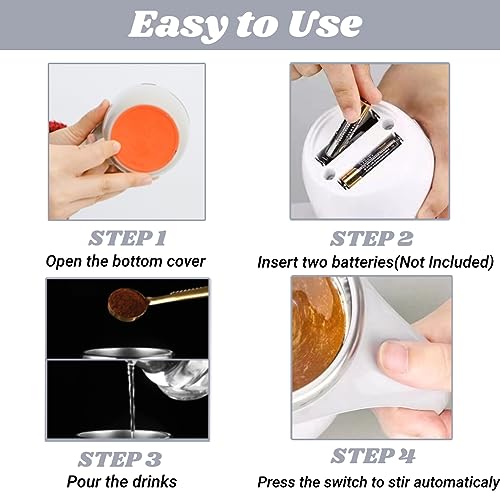 Image of Automatic Magnetic Stirring Coffee Mug, Rotating Home Office Travel Mixing Cup, Funny Electric Stainless Steel Self Mixing Coffee Tumbler, for Coffee, Milk, Cocoa, Tea, Beverages, Gift, White