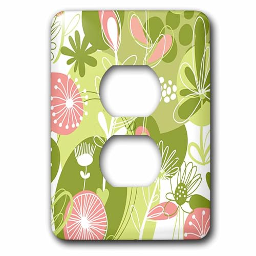 Rose et vert Floral cache prise double mural 3dRose lsp_11225_6 déco