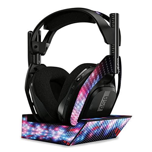 Image of MightySkins Carbon Fiber Skin Compatible with Astro A50 Wireless Headphones + Base Station (Gen 4) - Neon EQ | Protective, Durable Textured Carbon Fiber Finish | Easy to Apply | Made in The USA