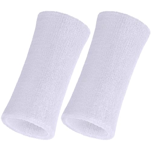Image of WILLBOND 2 Pcs 6 Inch Wrist Sweatbands for Men and Women, Moisture Athletic Cotton Sweatband for Tennis, Basketball, Running