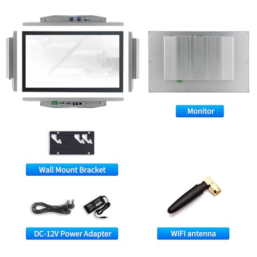 Image of 23.8 inch Industrial Touch Panel PC, Ratio 16:9 Multi-Touchscreen-Monitor,Wall Mounted Touch Screen Panel Computer,WiFi & Built-in Speakers,IP65 Front,Win 10 I5 RAM 8G+256G SSD