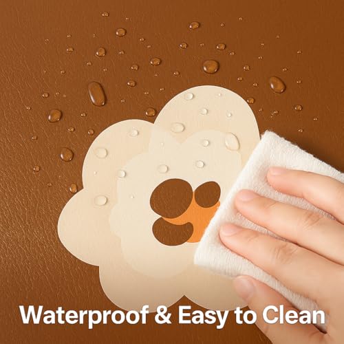 Image of YELONA Leather Dining Table Placemats Set of 6 - Waterproof, Heat Resistant, Anti-Slip, Easy to Clean Table Mats for Dining Table, Kitchen & Home Decor (Burnt Brown, 40 x 30 cm)
