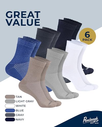 Image of Pembrook Knit Diabetic Socks for Men & Women - 6 Pairs, Wide Non Binding Neuropathy Socks for Women, Smooth Toe Seams