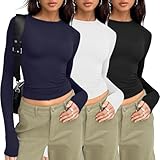 🌹【Couleurs vintage】Les T-shirts à manches longues sont tous dans des couleurs vintage. Noir, gris foncé, blanc, etc. Les couleurs plus claires sont un peu plus transparentes et sexy.