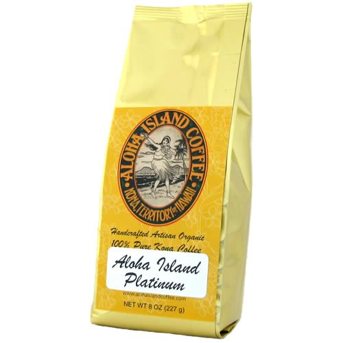 Aloha Island Coffee PLATINUM Organic 100 Pure Kona Coffee