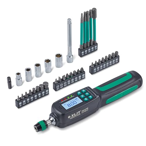 38-Piece Digital Torque Screwdriver Set (0.3-8 Nm) - 1/4 Quick-Release Hex Head Buzzer/LED Overload Alerts - Screwdriver Kit for Bicycle Mechanic & Home Repair