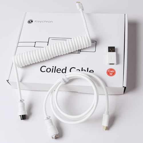 Image of Keychron Custom Coiled Aviator USB Cable - White