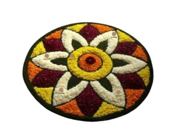 VASHEK Super Soft Microfiber Traditional Modern Rangoli Round Door Mat for Home, Temple, Living Room, Door Entrance, Bedroom Decoration Size (24 x 24 Inches) (Multicoloour11)-image-11