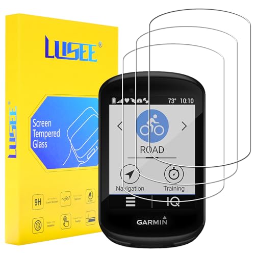 Lusee 3 Piezas Protector de Pantalla para Garmin Edge 830 / Edge 530 Cristal Vidrio Templado [Dureza 9H] [Alta Definición] Resistente a los arañazos/Anti-Huellas Protector de Pantalla