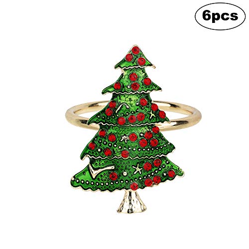 Image of WOVTE Christmas Napkin Rings 6pcs Napkin Holders Christmas Party Banquet Dinner Table Decoration