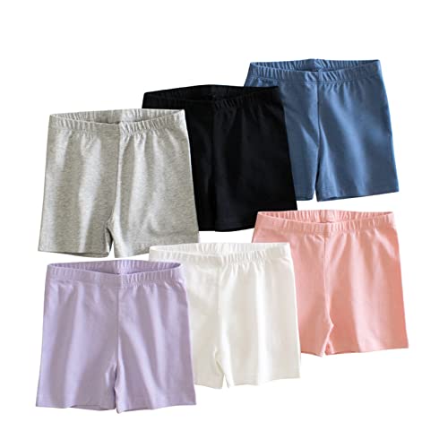 EISHOW 6-Pack Little Kids Girls Under Dress Shorts Bike School Playground Dance Gym Sports Athletic Shorts Under Skirts