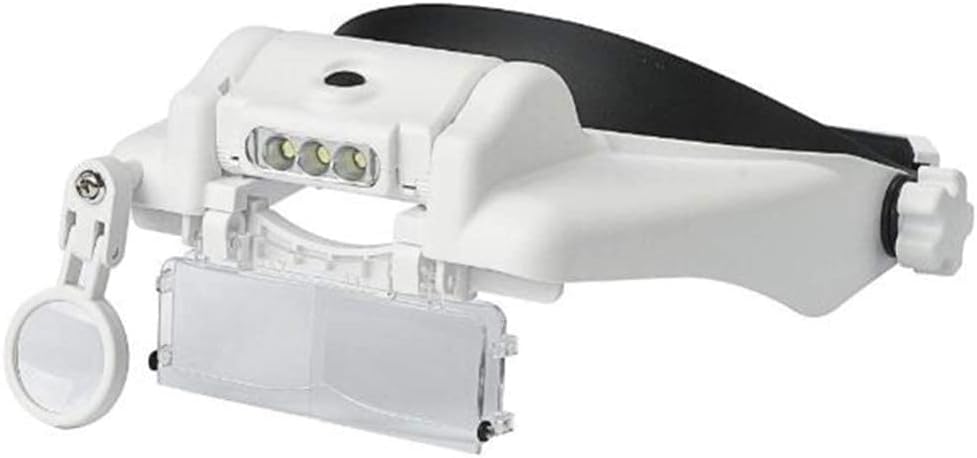 Magnifiers, Lighted Headset Magnifying Glasses, with 3Led Lights Head-Free Magnifier Loupe for Electronics Eyelash Crafts Jewelry Circuit Watch Repair,1.5X,2.0X,8X