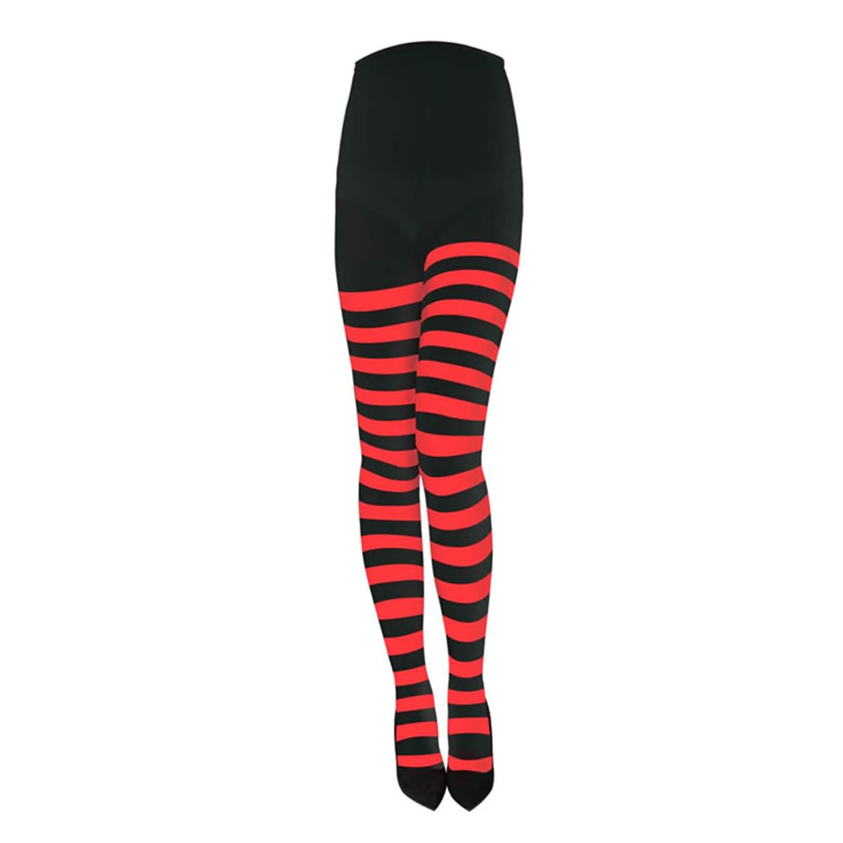 Enwye Halloween Striped Tights Women’s Opaque Fancy Dress Tight Black Red