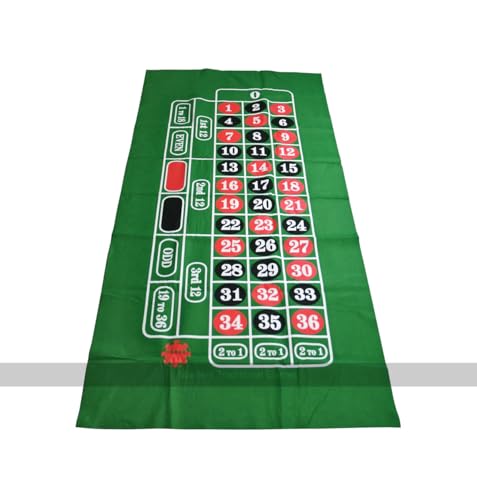 Tapis de roulette Masters Traditional Games en feutre vert pour soirées casino de 180 x 90cm