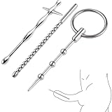 Harnröhrengeräusche Set, 3 PCS Edelstahl glatte robuste kreuzförmig, holprig Penis Plug Dilator mit sicheren Ring Multi Beads Masturbation Rod Adult Sex Toys für Männer