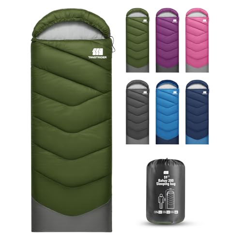 TANSTRIDER Sleeping Bags for Adults Teens, 3 Season Lightweight Camping Sleeping Bag, Compact Waterproof Backpacking Gear for Men Women, Warm Weather Hiking Travel, Compression Sack, 86.6x31.5, 3lb