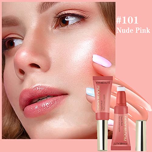 3 Colors Liquid Blush Makeup, Face Blush Beauty Wand With With Cushion, Soft Cream Blush For Cheeks Natural-Looking, Dewy Finish, Long-Wearing, Smudge Proof, Skin Tint Blush Makeup For Women #TOP3
