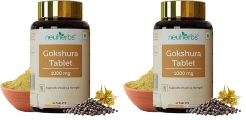 Image of Neuherbs Gokshura Tablets 1000mg | Tribulus Terrestris /Gokhru Supplement For Men | Boost Energy, Strength & Testosterone | With No Added Preservatives - 60 Tablets (Pack of 2)