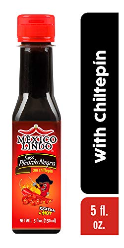 Image of Mexico Lindo Picante Negra Xxxtra Hot Sauce | Scoville Unit Level 80,000 | Sugar Free | 5 Fl Oz Bottle (Pack of 1)