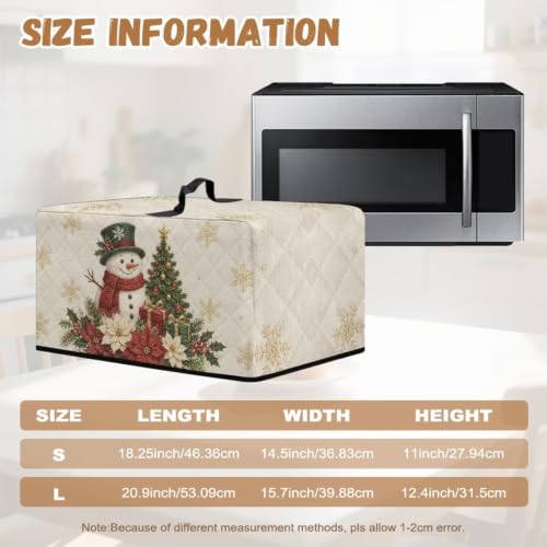 Image of Christmas Microwave Oven Cover Dust-Proof Small Kitchen Appliance Protector Air Fryer Toaster Oven Cover, L, 20.9 x 15.7 x 12.4 Inches, Snowman Poinsettia Flower Beige