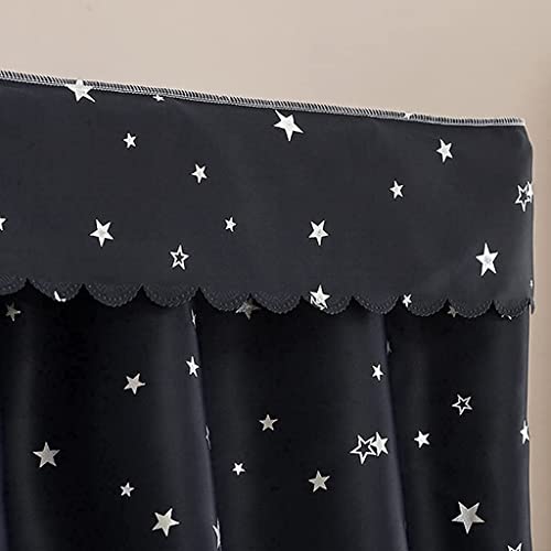Obokidly Elegant Black With Star Pattern 100% Lightproof 4 Corner Post Bed Curtain Bedroom Decoration For Adults Girls Boys Bed Canopies Child Gift (King, Black-Star-1 Set Bed Canopy) #TOP1