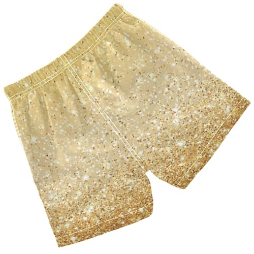 Pigsaly Boys Swim Trunks Gradient Flashing Butter Yellow Cream Gold Glitter Boys Board Shorts Swimsuit Swimwear S2