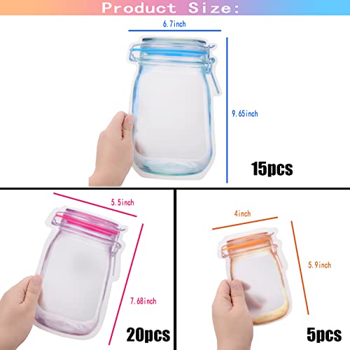 81 Pcs Reusable Mason Jar Bottle Bags,Washable Multi-Size Mason Jars Ziplock Food Storage,Fresh Leak-Proof Snack Ziplock Bag With Black Label Sticker,Silicone Funnel For Kitchen,Camping,Travel,Office #TOP2