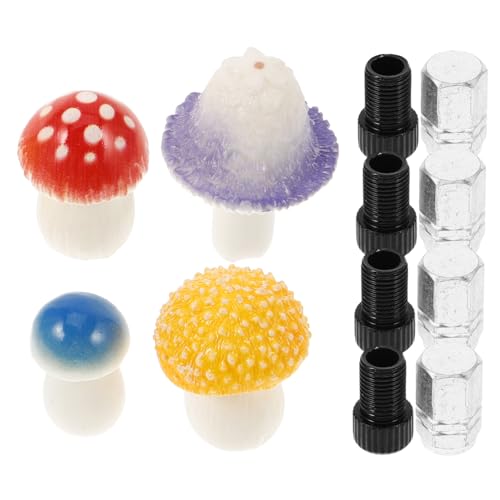 Happyyami 4Pcs Cute Mushroom Tire Valve Caps for Cars Bicycles Motorcycles Air Valve Cover Set Fun Wheel Valve Decorations for Easy Installation Unique Style