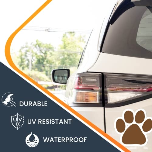 Image of Brown Pawprint Car Magnet 5 Inch, Dog Lover Gift | Heavy duty magnetic decal for car, truck, SUV or fridge, full color UV printed