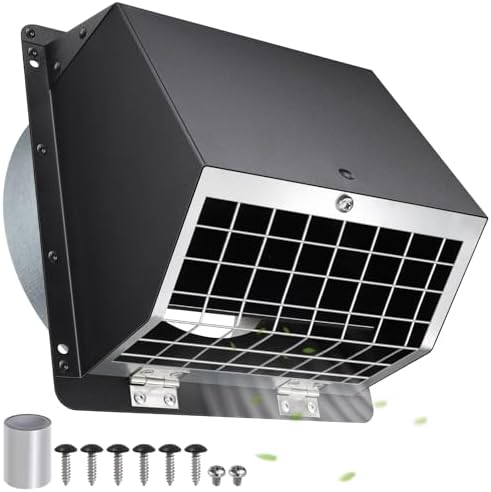 6 Inch Hooded Wall Vent with Flap and Mesh,6" Exhaust Vent Cover ...