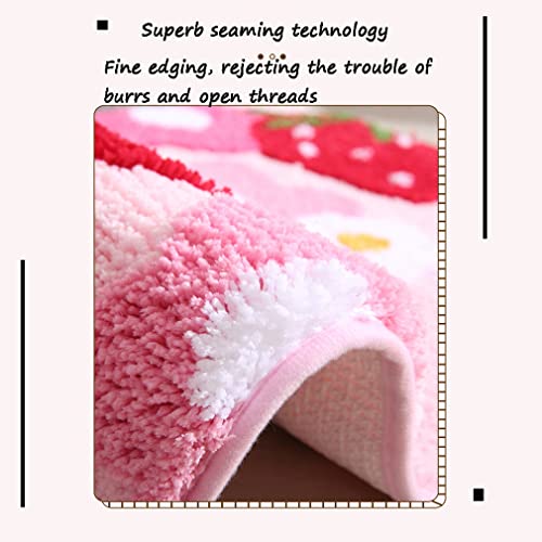 Liketn Soft Cozy Strawberry Bathroom Rugs Bath Mat Cute Doormat Non Slip Absorbent Washable Shaggy Bedroom Durable Thick Plush Door Mats Bathtub Shower Bath Rug For Girls (17.7" X 25.6", Green) #TOP6