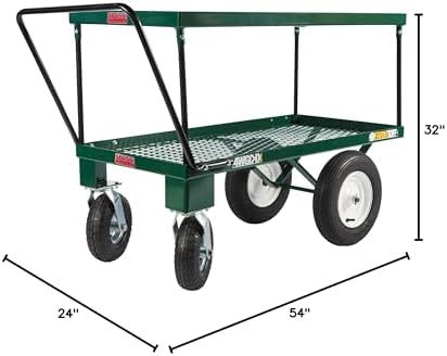 Farm Tuff 4-Wheel Double Deck Push Cart, 24-Inch by 48-Inch, Green