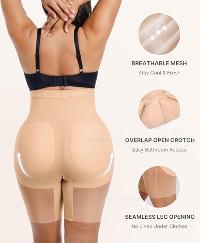 Image of SHAPELLX Butt Lifting Shapewear for Women Tummy Control Padded Shorts High Waisted Faja Body Shaper with Butt Pads
