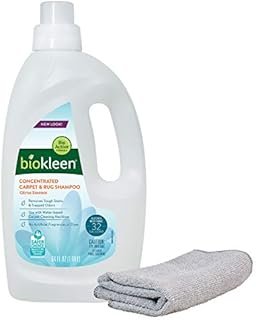 Biokleen Carpet Cleaner - 64 Ounce with Cloth - Machine Use & Rug Shampoo Carpet Cleaner, Safe Around Kids and Pets, Citrus Essence- Packaging May Vary