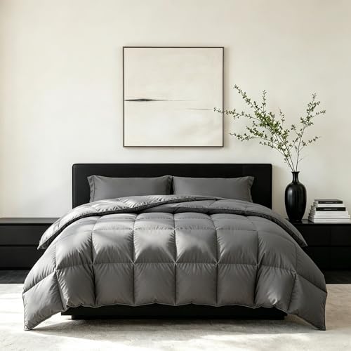 HYVIF Down Fiber Comforter Twin Size Lightweight Summer Duvet Insert Grey