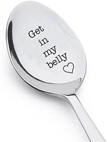 signatives Get In My Belly - Gift for Dad - Austin Powers Quote - dad birthday gift - Movie Quote Unique Gift - Funny Gift - Engraved Spoon - Lover Gift Idea - Funny food gift - father's day gift