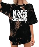Make Heaven Crowded T-Shirt Women Oversized Christian Shirt Inspirational Graphic Tee Short Sleeve Top