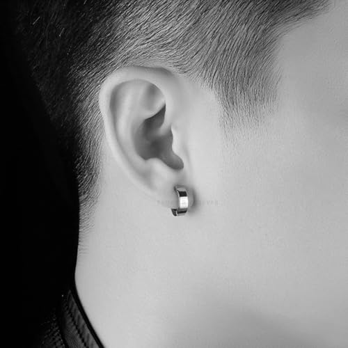 Image of Young & Forever Gift Stainless Steel Hoop Stud Earrings for Men and Boys