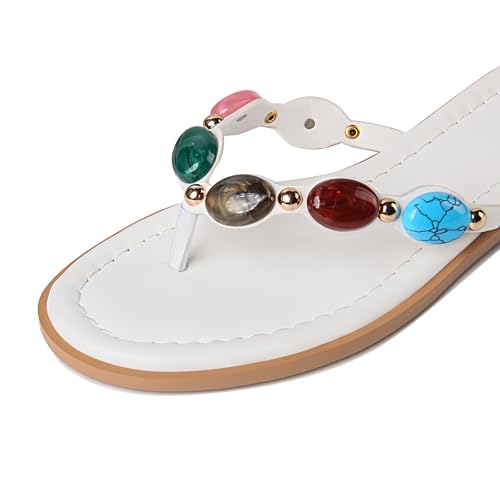 Image of DREAMSTORY Womens Beaded Flip Flops Beach Jeweled Thong Sandals