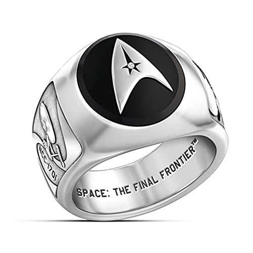 Star Trek Ring for Men, Star Trek Original Command Symbol Ring Hip Hop Biker Ring Menâ€™s Punk Star Trek NCC-1701 Starship Ring Jewelry Gift Father's Day Accessories (11)