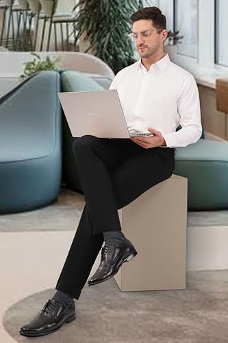 Image of SaintX Men's Premium 4-Way Comfort Stretch Formal Trousers | Smart Sweat Wicking Wrinkle Free Fabric | Smarter Techno Flex Expandable Waistband | Stylish Slim Fit | Daily Office Wear