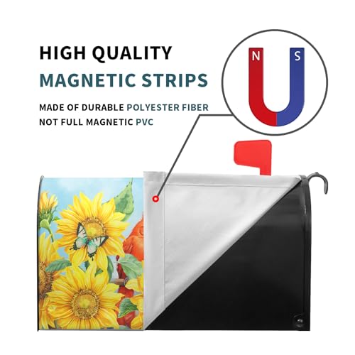 Image of Welcome Spring Summer Cardinal Sunflower Mailbox Cover Magnetic Standard Size 21 inch x 18 inch Summer Floral Flower Birds Rustic Decorative Mailbox Covers Magnetic Post Letter Box Wrap Cover Outdoor Decor