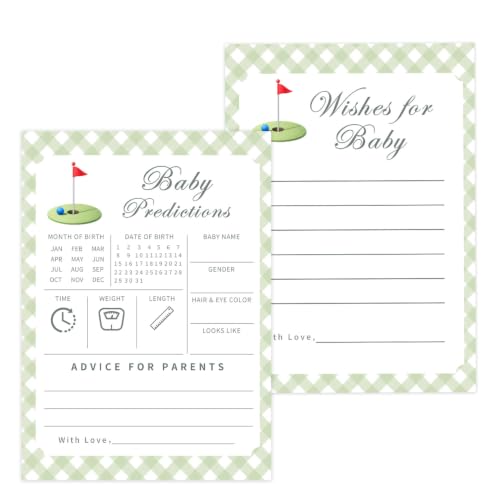 30 Pack Golf Baby Shower Games for Guests, Hole in One Wishes and Advice Cards, Golf Themed Baby Predictions and Advice Cards for Baby Shower Game Activity, Advice for New Parents to Be Decoration