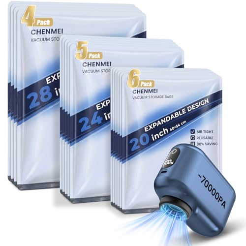 Image of 15-Pack Vacuum Storage Bags for Travel with 70KPA Rechargeable Pump,3 Sizes