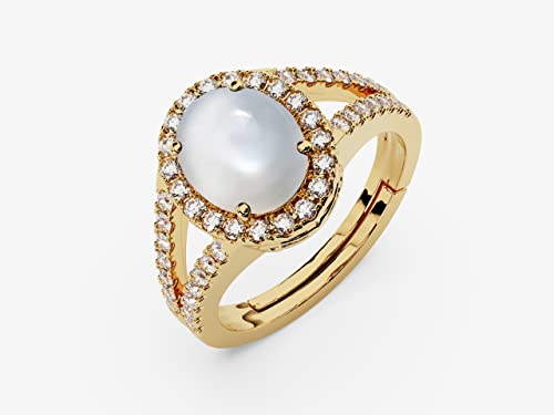 Bague opale naturelle 7,50 carats taille ovale oxyde de zirconium