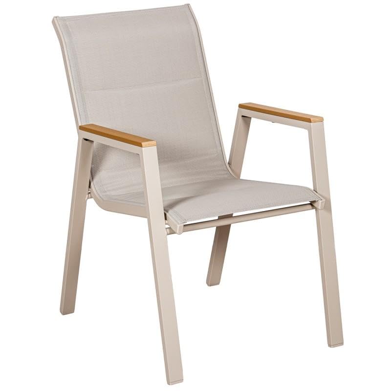 Chaise en aluminium et textilène crème DRW idéale pour sublimer votre terrasse