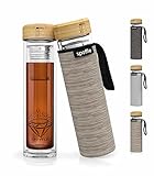 spottle Teeflasche mit sieb to go - Trinkflasche für Tee aus Glas in 500ml, 650ml, 1 Liter - Teekanne doppelwandig - Teezubereiter - Teebecher - Tea bottle