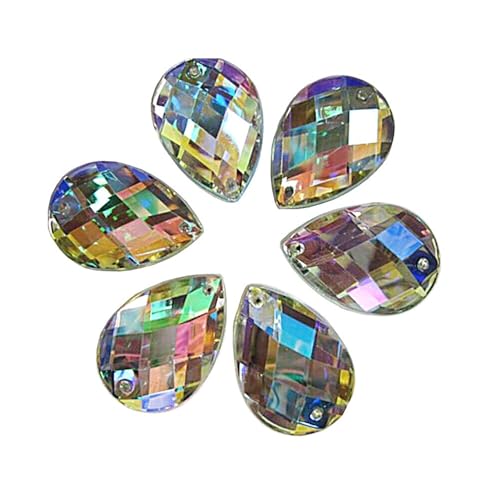 Perlin 100Stk. Strasssteine zum aufnähen Kristall AB Glitzersteine zum annähen Tropfen Set, 14x10 mm, Acrylsteine Crystal Flatback für Kleidungsstück Basteln Kleidung und Tasche Deko