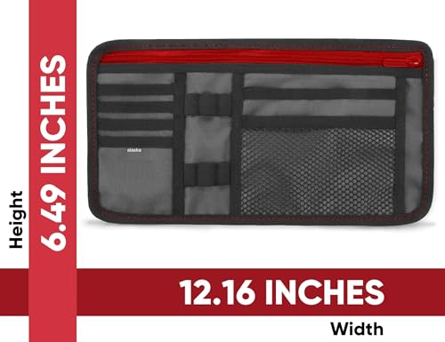 Image of Alaska 1-Pack Car Sun Visor Organizer | 8 Compartment Car Organizer for Visor | Car and SUV Organizer with Holder and Slots for Sunglasses, License, Registration, and More. (Grey)
